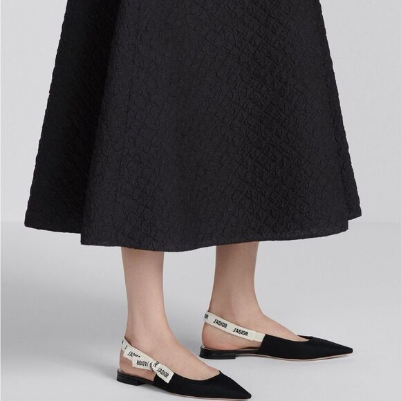 Dior J'Adior Black Fabric Pointed Toe Logo Bow Slingback Flats Size 36 US 6 - Picture 10 of 11